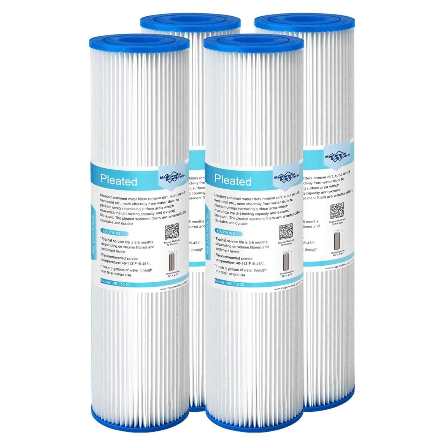 Membrane Solutions 10 x 2.5 Pleated Polyester Sediment Water Filter  Replacement Cartridge Universal Whole House Pre-Filter