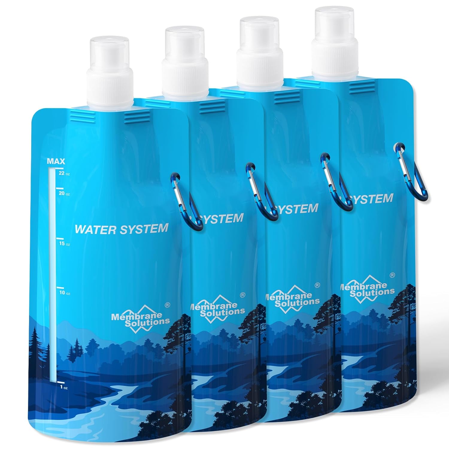 Flexible Collapsible Reusable BLUE Water Bottle Pouch BPA-Free -16