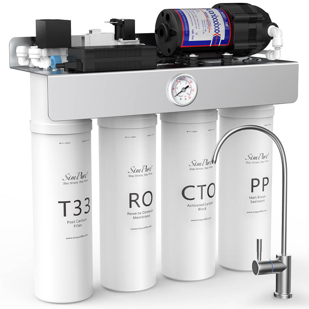 SimPure T1-400 UV Under Sink 8 Stage Tankless Reverse Osmosis RO Water  Filter System 400GPD | RO+UV Filtration