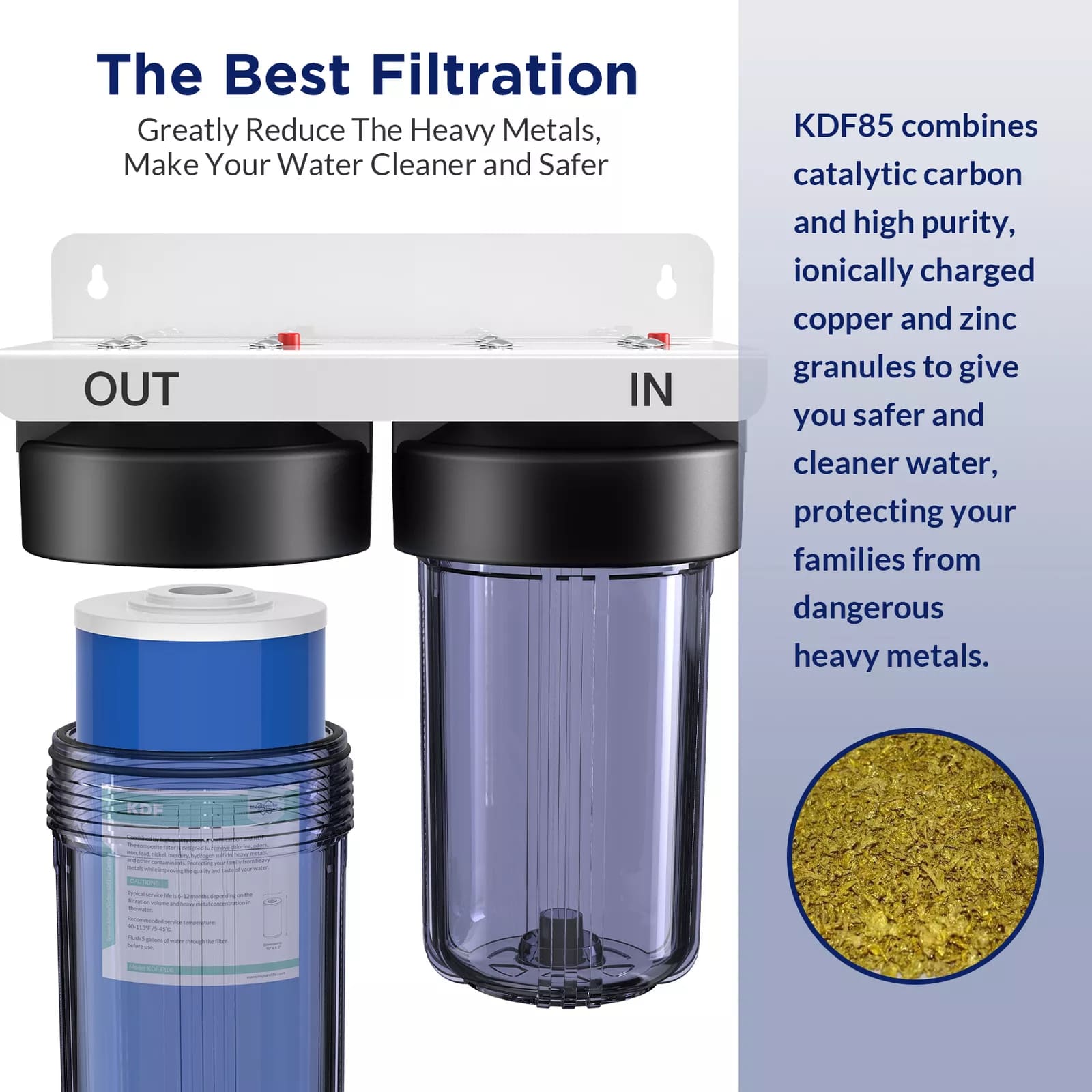 Membrane Solutions 10" x 4.5" Heavy Metal Reducing KDF Whole House Water Filter Cartridge