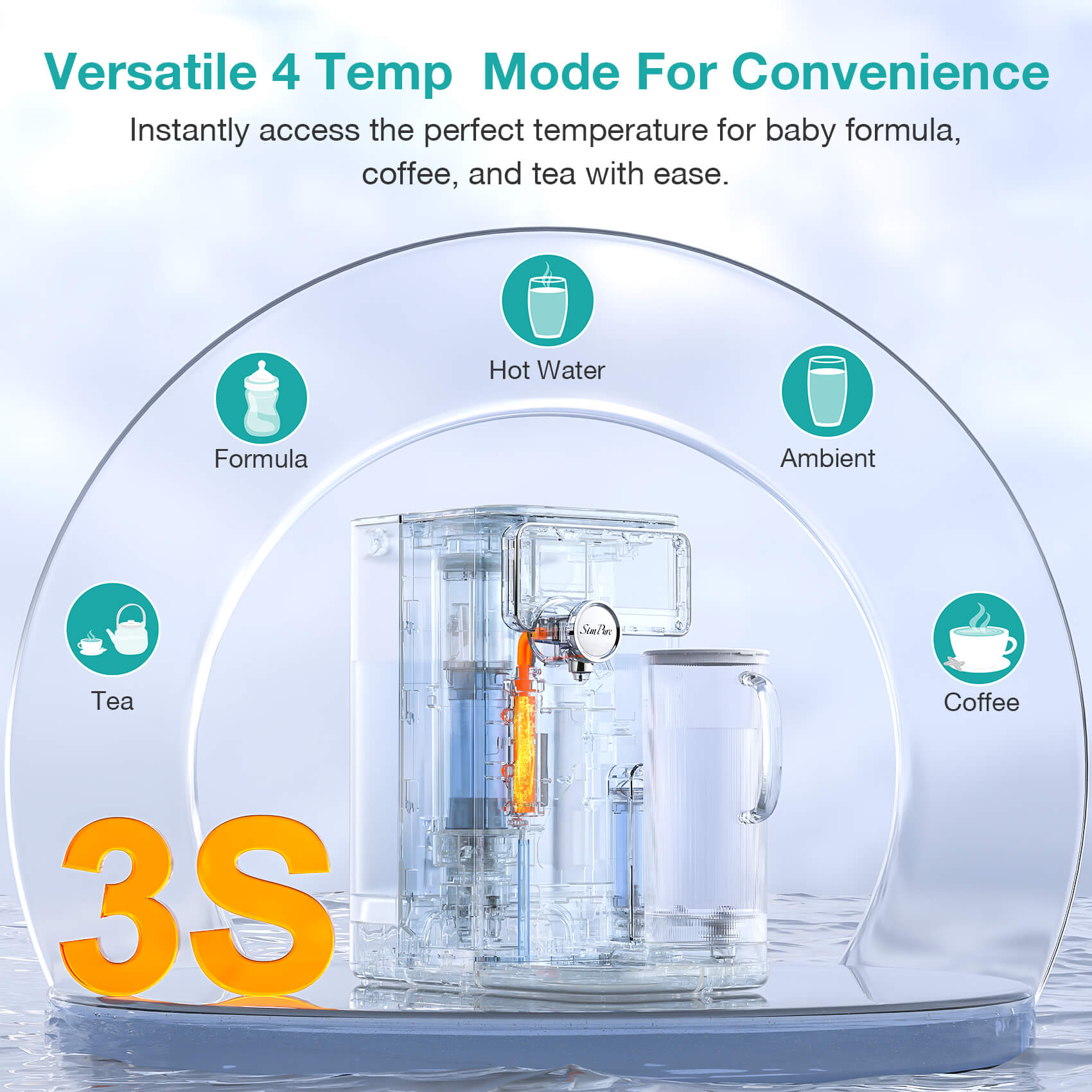 SimPure Y10H Countertop RO System Instant Hot Water Filter Dispenser | 5-in-1 RO+CTO 6-Stage Filtration