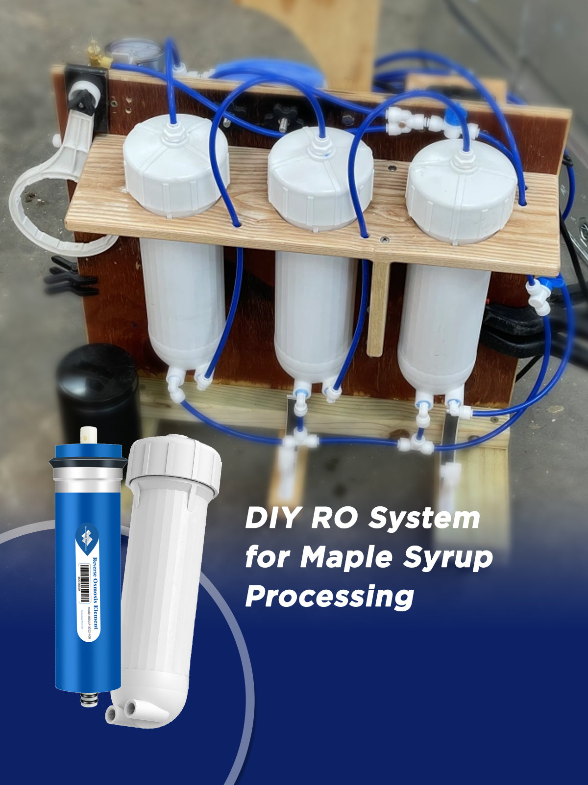 Membrane Solutions RO Membrane with Reverse Osmosis Membrane Housing Set for DIY RO Water System for Maple Syrup/Sap