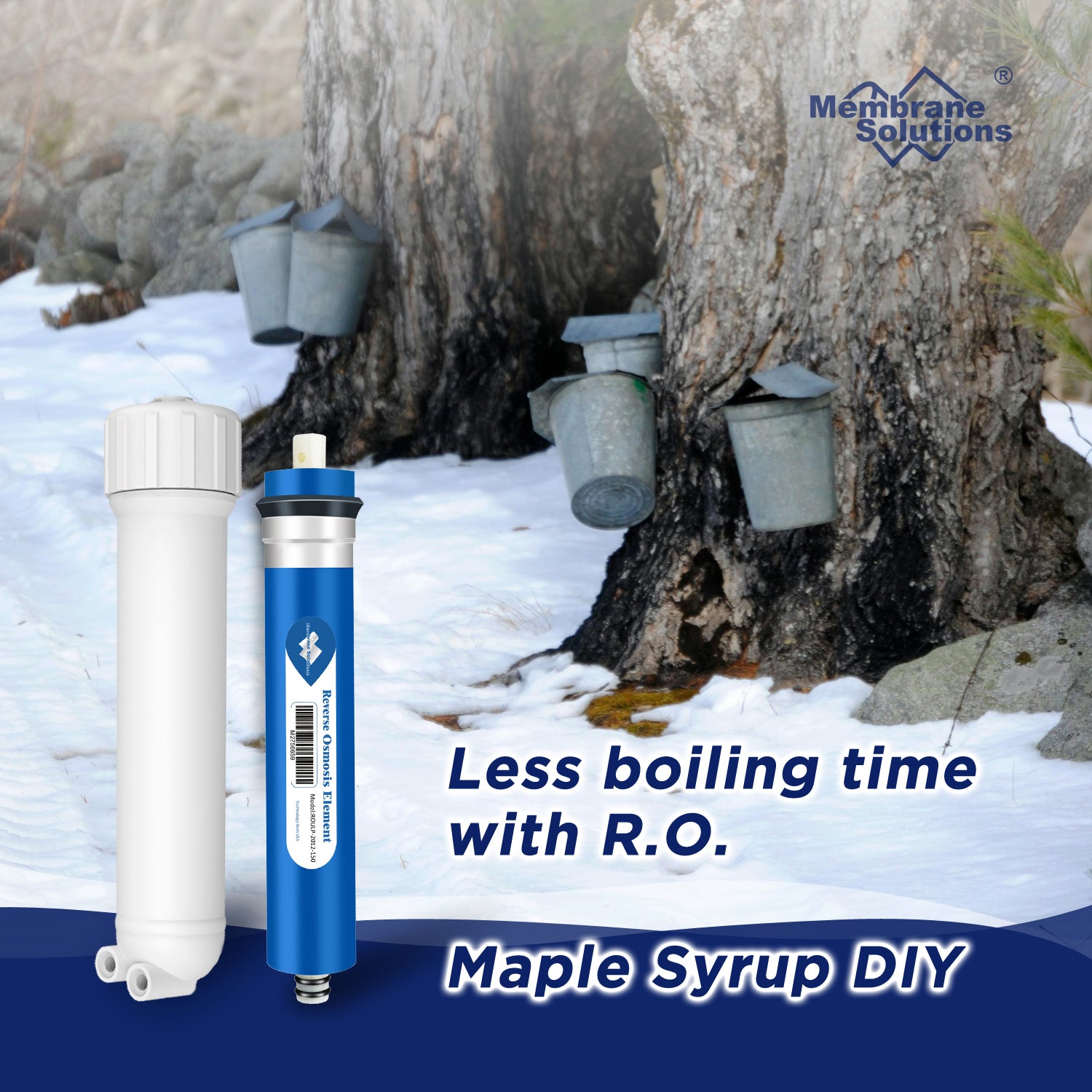 Membrane Solutions RO Membrane with Reverse Osmosis Membrane Housing Set for DIY RO Water System for Maple Syrup/Sap