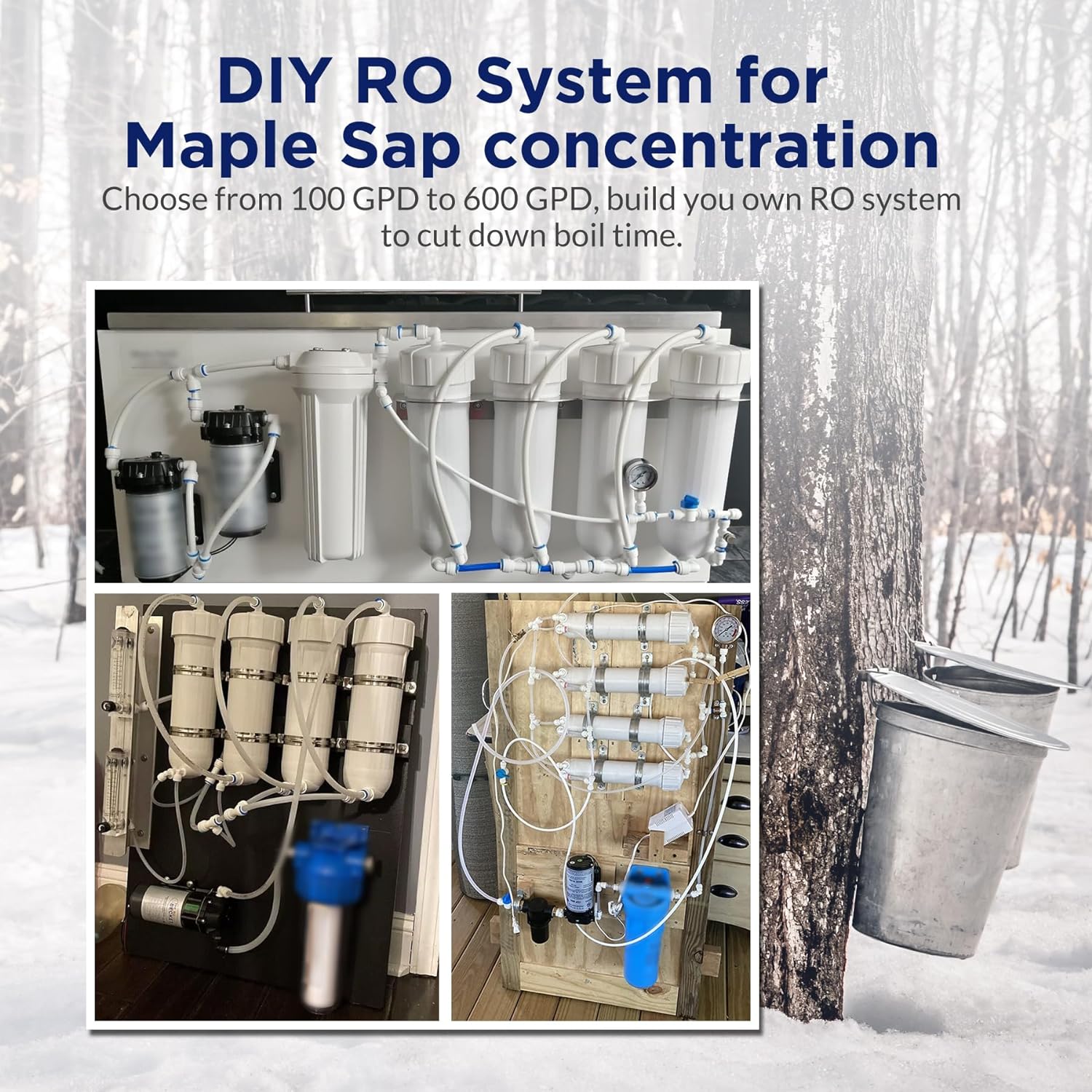 Membrane Solutions RO Membrane with Reverse Osmosis Membrane Housing Set for DIY RO Water System for Maple Syrup/Sap