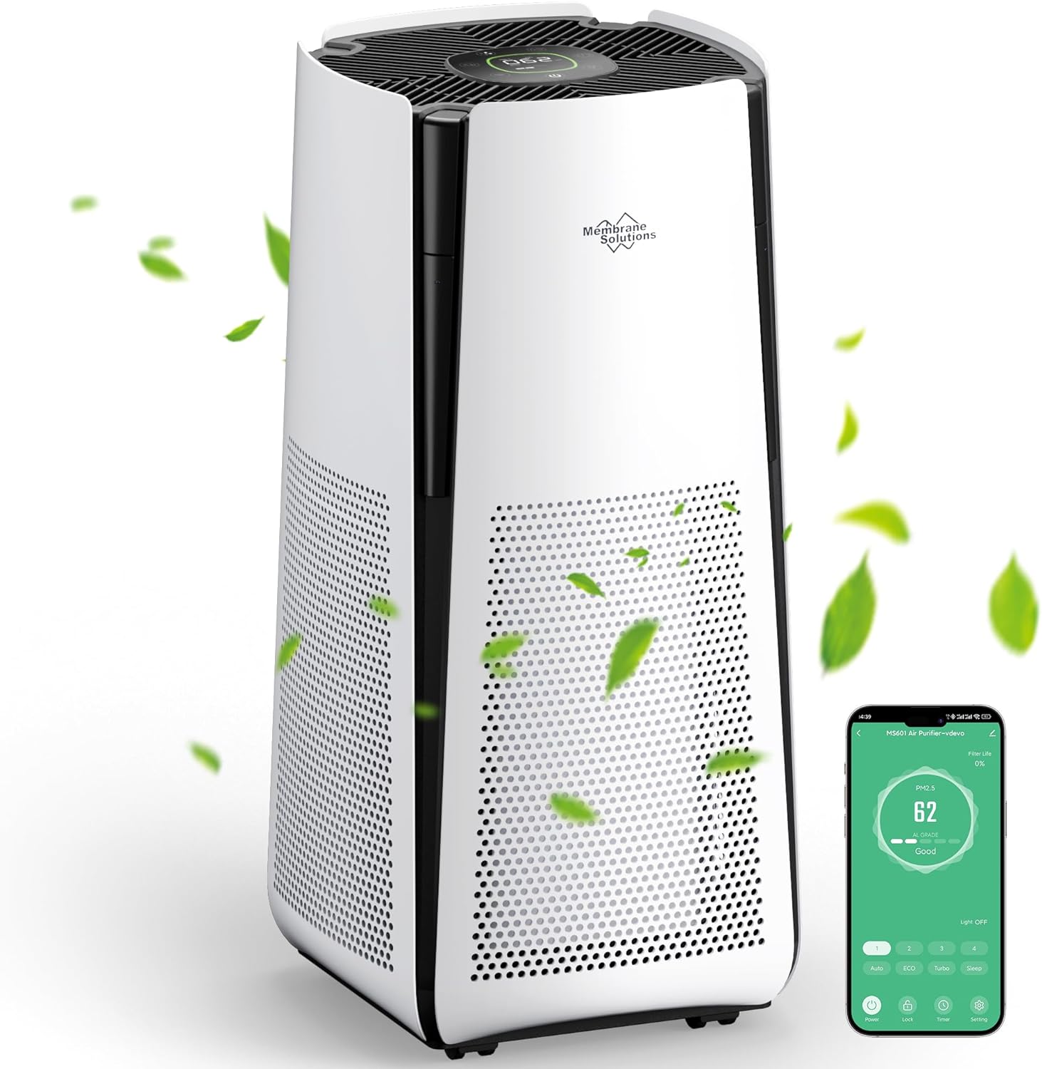 MS601 Smart Air Purifier for Extra Large Room up to 3027 Sq Ft | H13 True HEPA Air Purifier for Pets Auto & Eco Mode with PM2.5 Sensor
