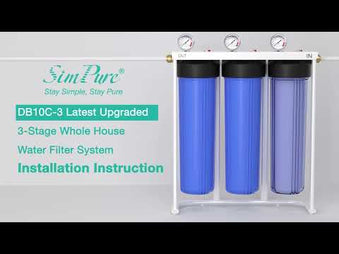 SimPure DB20P-3KDF 3-Stage Whole House Heavy Metal Water Filtration System with 5 Micron 20” x 4.5” Sediment PP, KDF & Carbon Water Filter