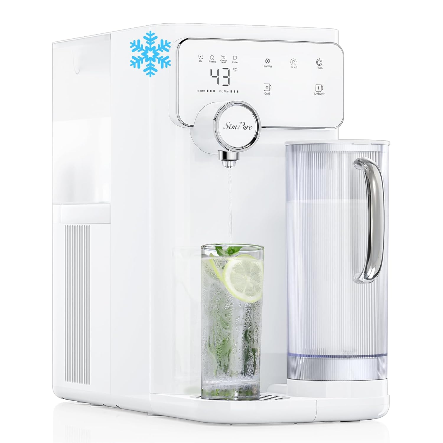 SimPure Y10C Cold Countertop RO System Cooler Water Filter Dispenser | 5-in-1 RO+CTO+UV 7-Stage Filtration