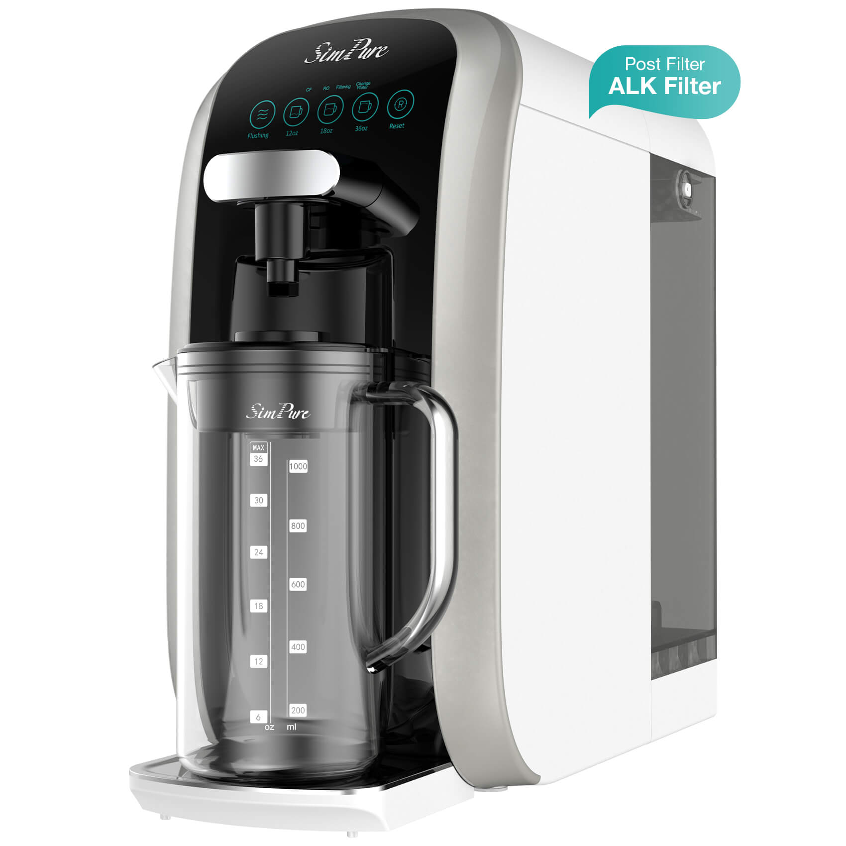 SimPure Y7T-BW-A Countertop RO System with Portable Water Pitcher & Alkaline Remineralization