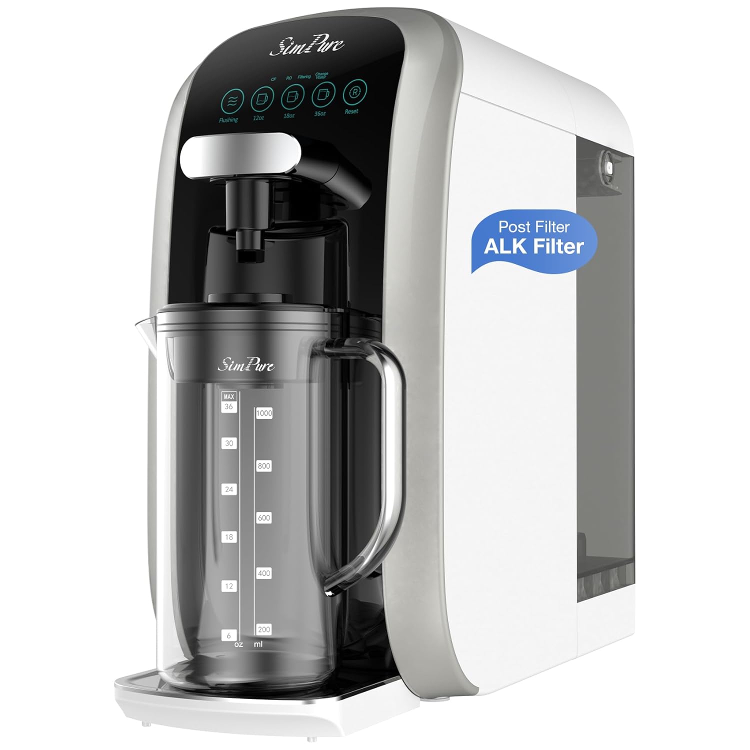 SimPure Y7T-BW-A Countertop RO System with Portable Water Pitcher & Alkaline Remineralization