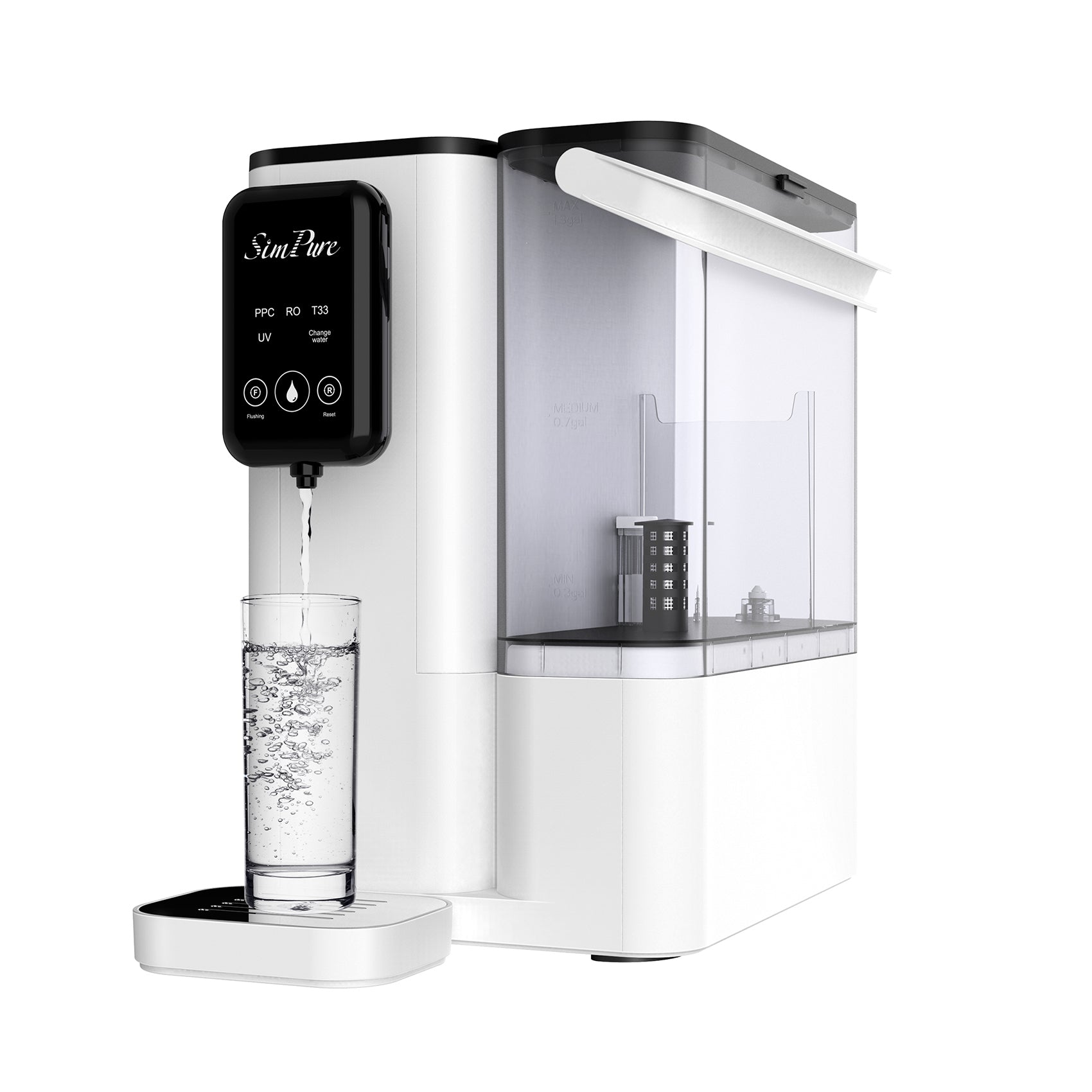 SimPure Y9T 300GPD Countertop RO Water Filter System | Pre-Filter+PP+CTO+RO+T33+UV 6-Stage Filtration