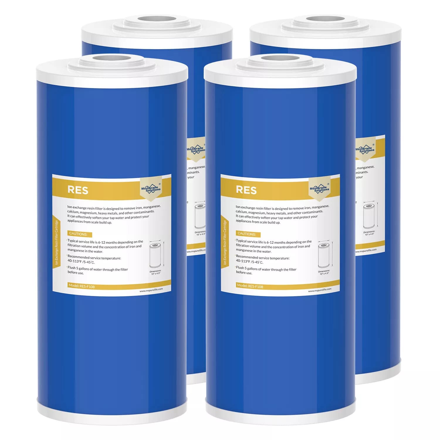 Membrane Solutions 10"x4.5" Water Softening Filter Big Blue Whole House Ion Exchange Resin