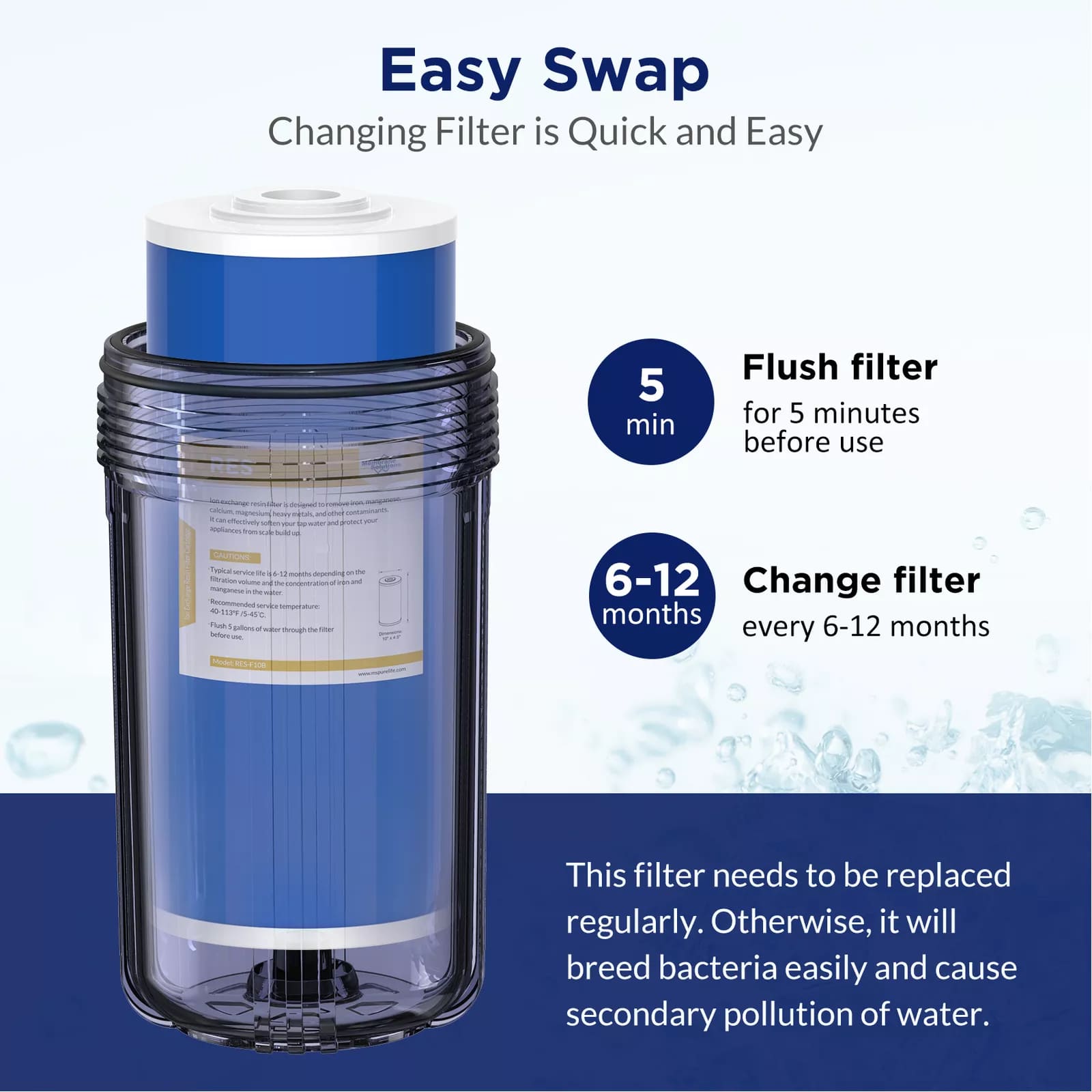 Membrane Solutions 10"x4.5" Water Softening Filter Big Blue Whole House Ion Exchange Resin